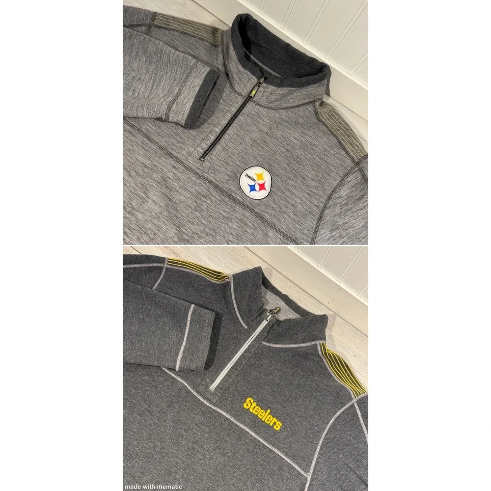 Tommy Bahama Half Zip Sweatshirt NFL Pittsburgh‎ Steelers Reversible Size XL